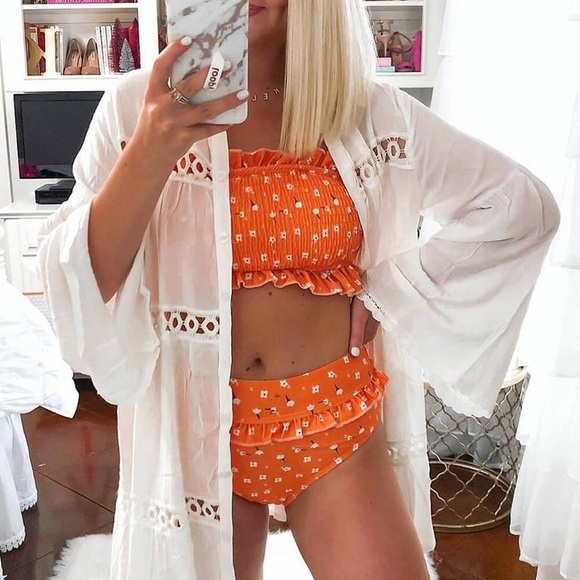 Floralkini Other - NWT 🌼 Floralkini Orange Ruffle High Waist Bikini